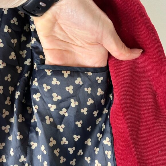 Brooks Brothers 346 Corduroy Blazer Red Fitted Buttoned Floral Lined Womens Sz 4 - Picture 11 of 11
